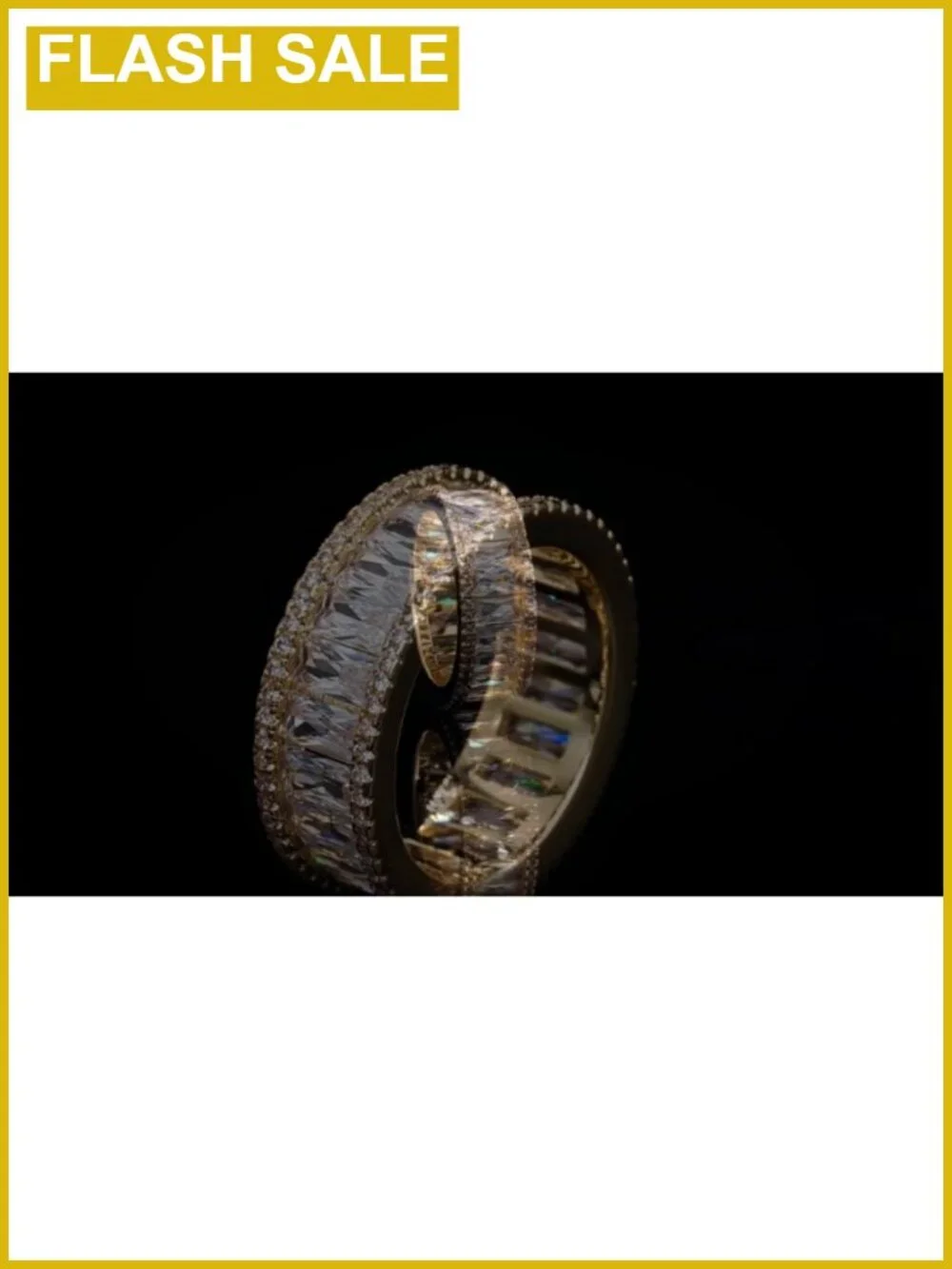 18K Gold Plated Eternity Wedding Band Baguette Cubic Zirconia Ring